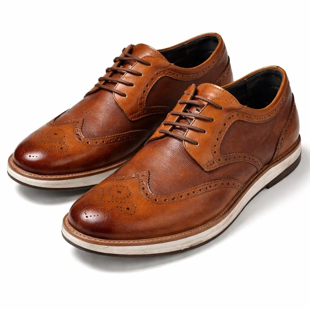 Zanzara Brown Wingtip Brogue Oxford Dress Shoes Mens 9 Leather Modern